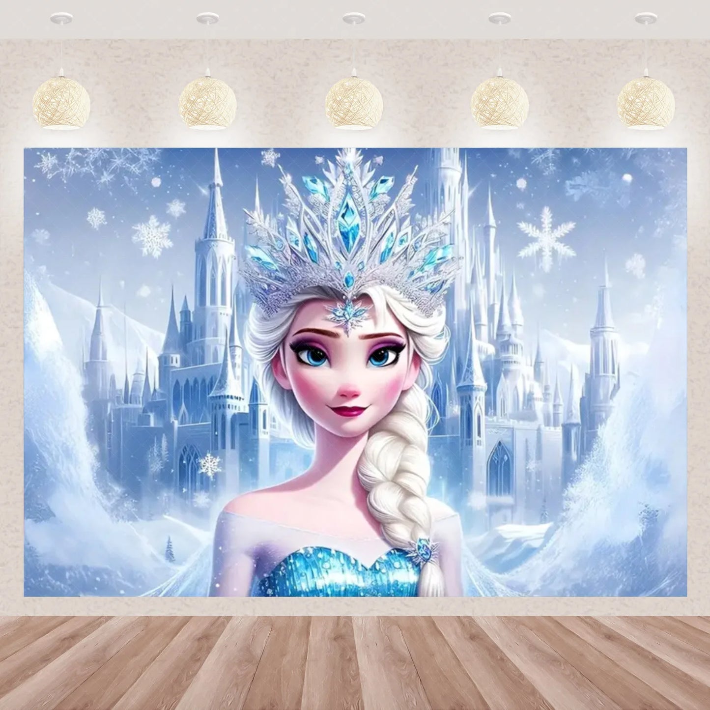 Frozen Elsa Anna Princess Theme Backdrop Frozen Birthday Party Decoration Baby Shower Supplies Background Photo Prop Girl Gift