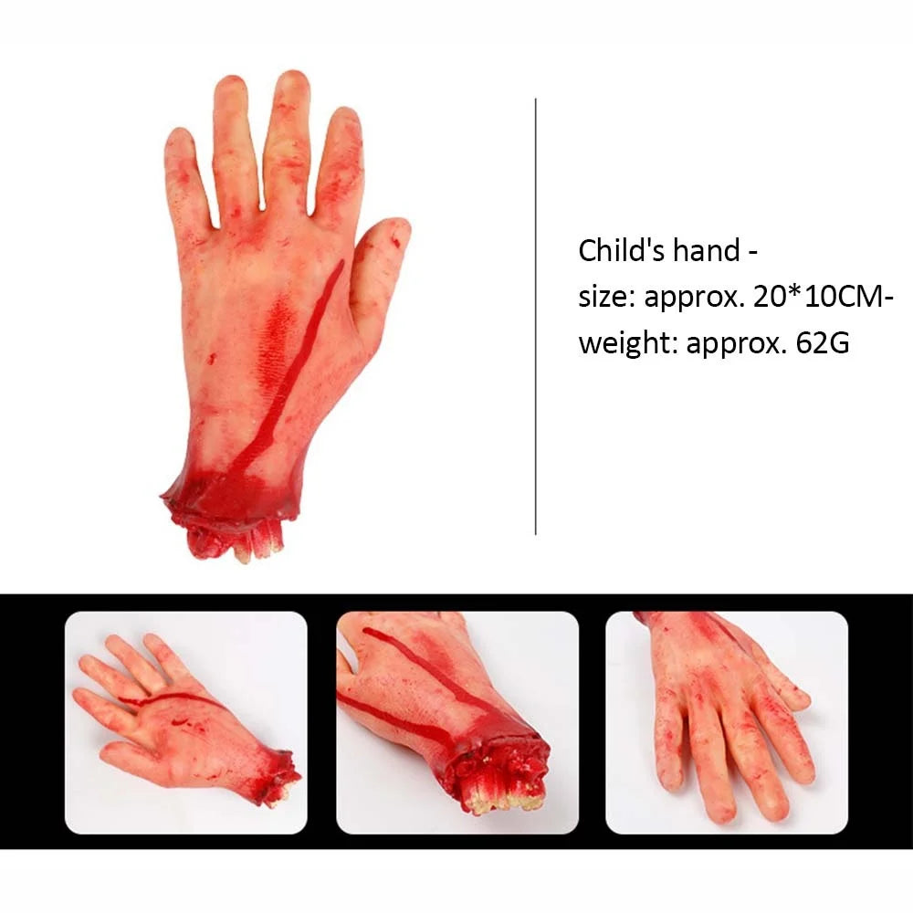 Halloween Horror Props Bloody Hand Haunted House Party Decoration Scary Fake Hand Finger Leg Foot Brain Heart Halloween Supplies