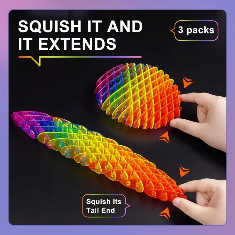 Fidget Worm Toy Flexible 3D Sensory Slug Figgy Toy for Kids Adults Anxiety Relief, Focus - For Play, School, Work Gifts