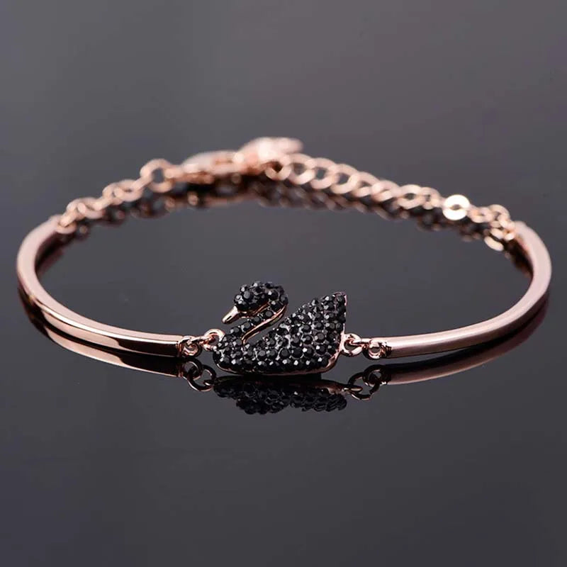 Luxury Zircon Charm Bracelet Jewelry Accessories for Women's Party Gifts Fashion Gold Rose Gold Swan Bangle
