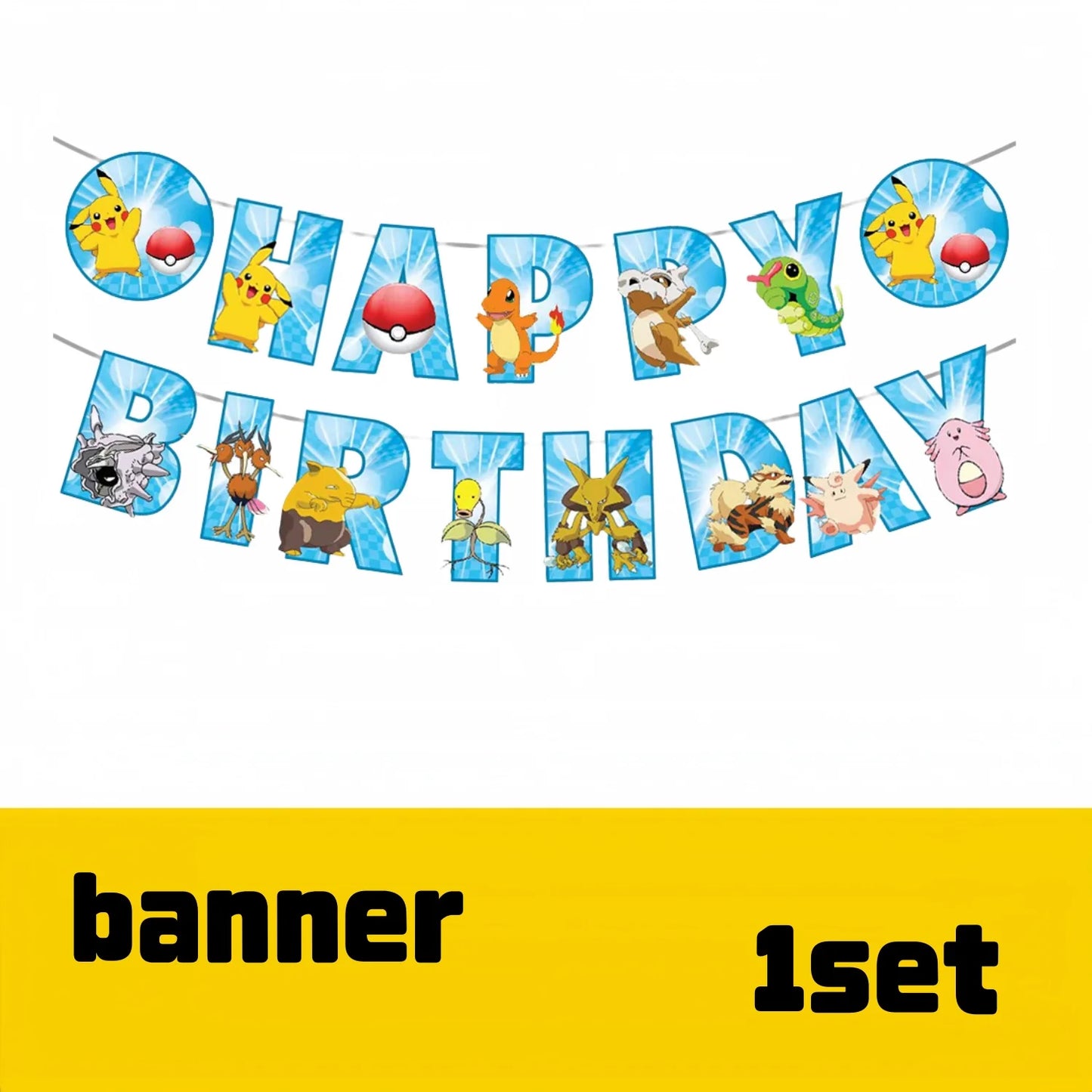 Decoration Pokemon Birthday Party Hats Pikachu Disposable Tableware Tablecloth Cup Plate Napkin Baby Shower Party Favors Pokemon