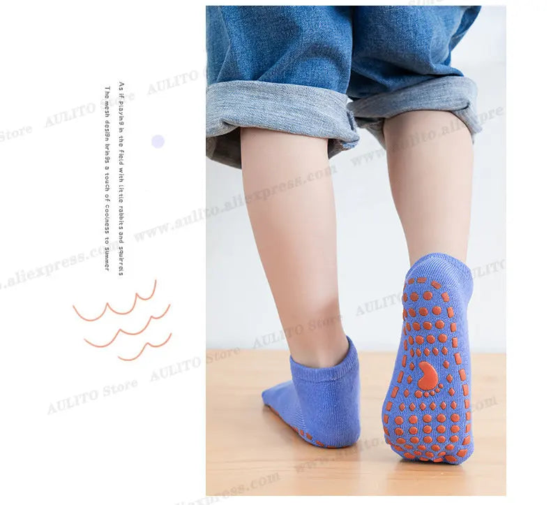 Kids Adults Anti-Slip Floor Socks Parent-Child Trampoline Cotton Breathable Socks Elasticity Sports Boys Girls Outside Children