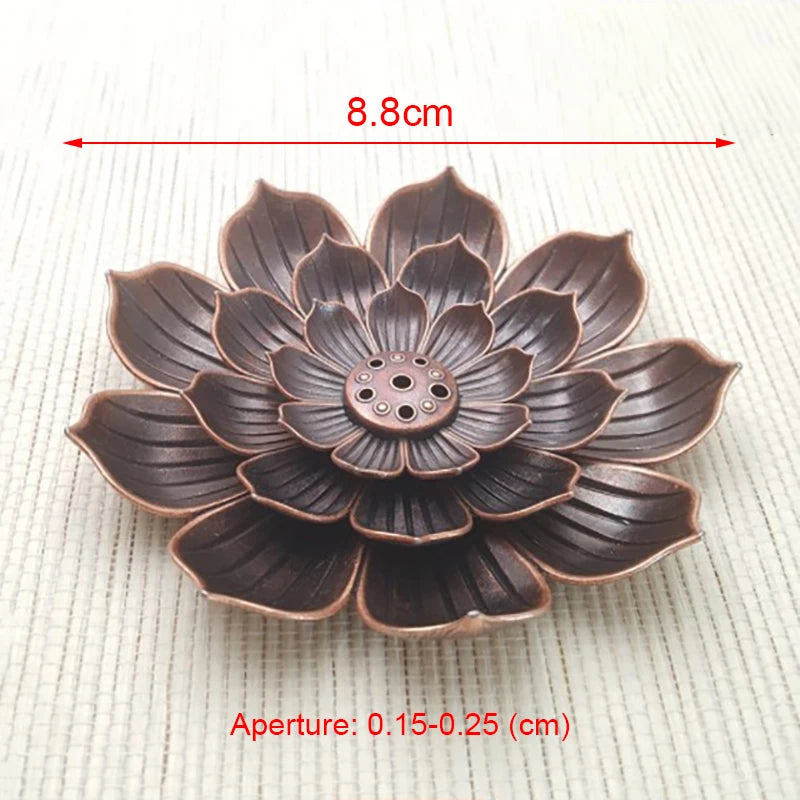 1PCS Alloy Incense Burner Stick Holder Buddhism Lotus Line Incense Plate Sandalwood Coil Base Temples Yoga Studios Home Decor