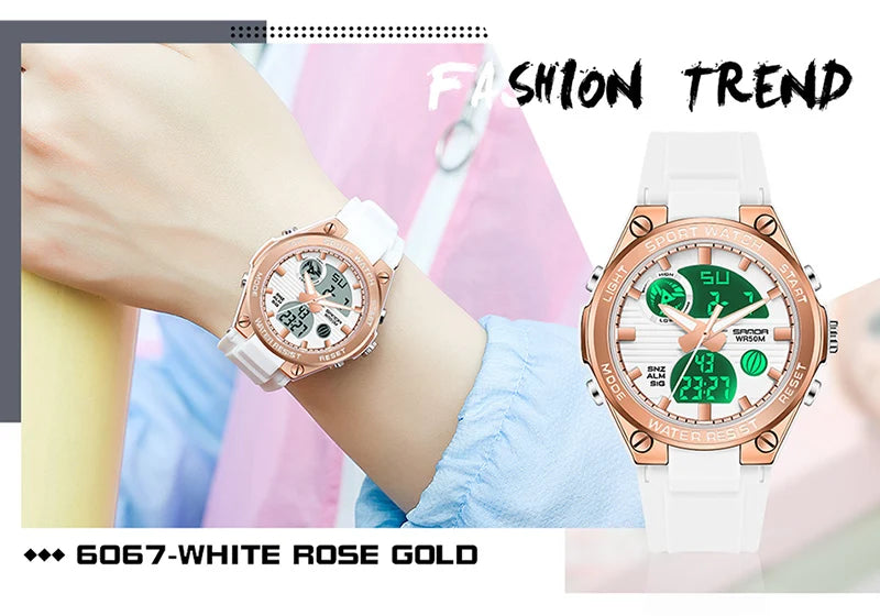 SANDA Girl Electronic Top Brand G Style LED Digital Watch Women Sport Chronograph Lady Quartz Wristwatch 50m Waterproof Female