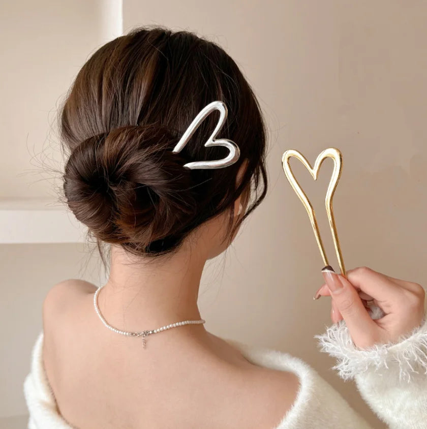 Vintage Metal U-Shaped Hair Fork Fashion Geometric Irregular Alloy Hairpin Clips Headwear Women Girls Simple Hair Sticks Gifts