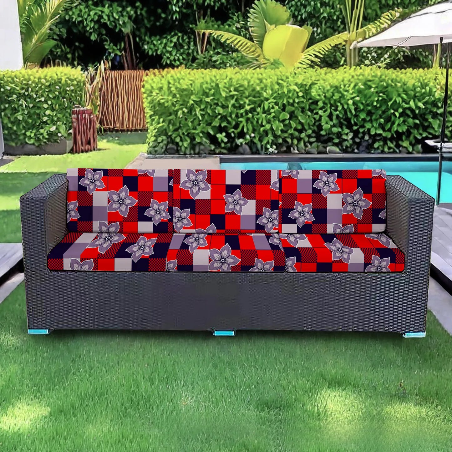Printed Sofa Cushion Cover Outdoor Garden Villa Patio Sun Protection Weather Resistant Leisure Seat Cover Courtyard Furniture