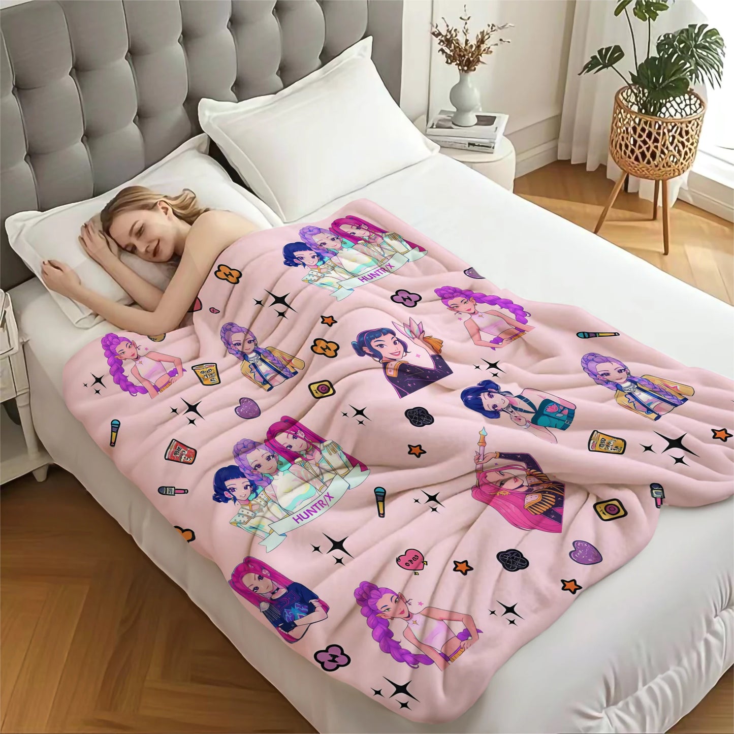 Cute Sticker K Pop Flannel Blanket: Cozy Up With Your Bias For Chill Days