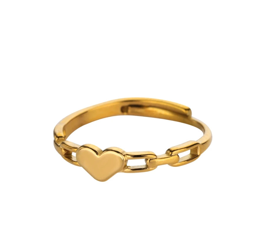 Cute Heart Rings For Women Stainless Steel Gold Color Spiral Twist Finger Ring Aesthetic Wedding Jewelry Anniversary Gift