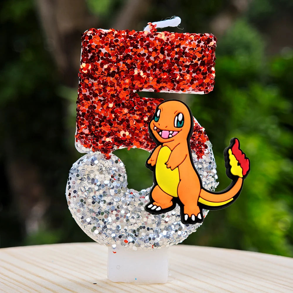 Pokemon Candle Number 0-9 Soccer Candle Pikachu Cake Decoration Boy Birthday Party for Kids Baby Shower Decor Gift