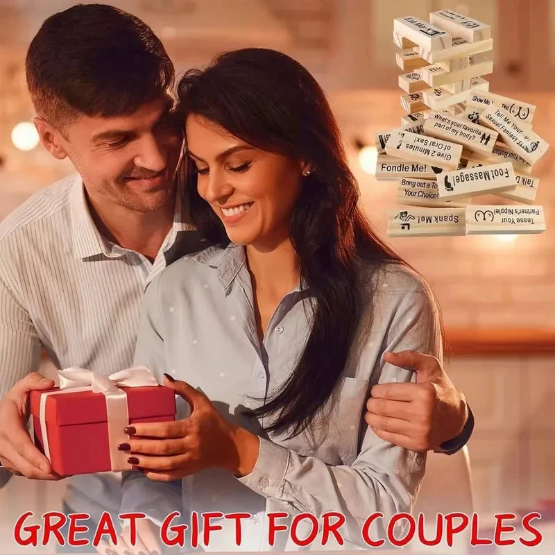 Colorful Block Tower Game for Couples, Romantic Date Night Jenga, Creative Desktop Ornament, Fun Tabletop Building Toy