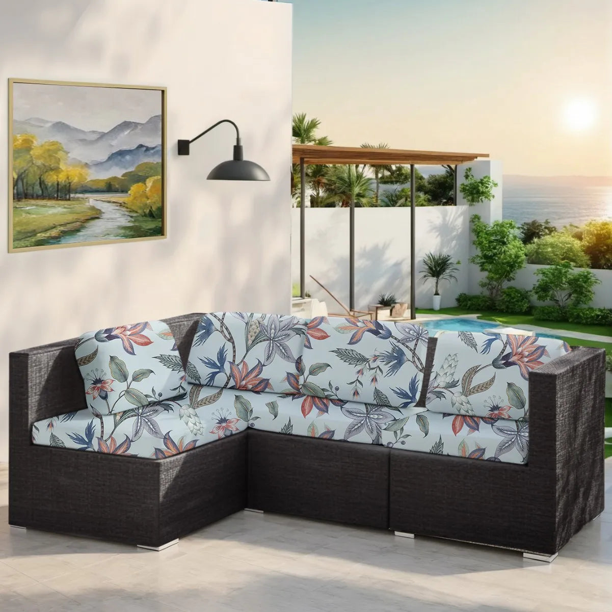 Breathable Couch Covers for Sectional Cat Scratch-resistant Sofa Cover Printed Stretch Sofa Slipcover Couch Cover Living Room