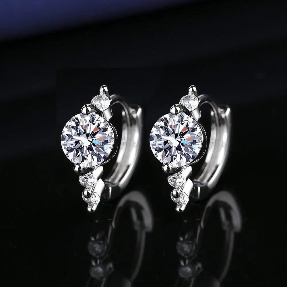 925 Sterling Silver Earrings Jewelry High Quality Retro Simple Pattern Purple White Zircon Earrings Hot Sale