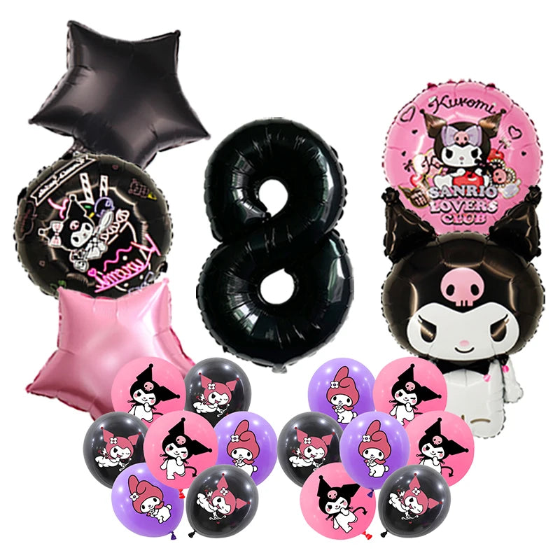 Kuromi Birthday Party Decoration Backdrop Disposable Tableware For Kids Event Supplies Latex Foil Balloons Banner