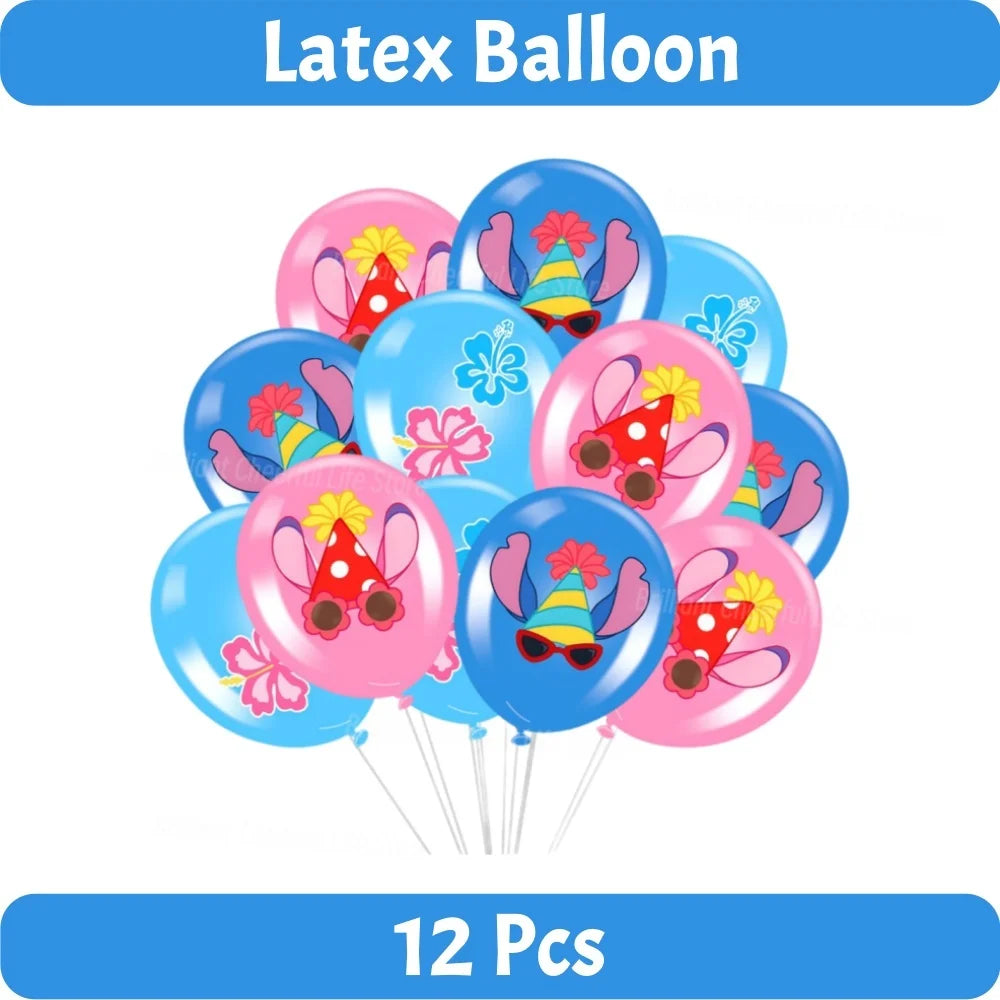 Stitch Birthday Decoration Lilo and Stitch Theme Tablecloth Paper Cup Plate Balloons Baby Shower Supplies Kids Favor