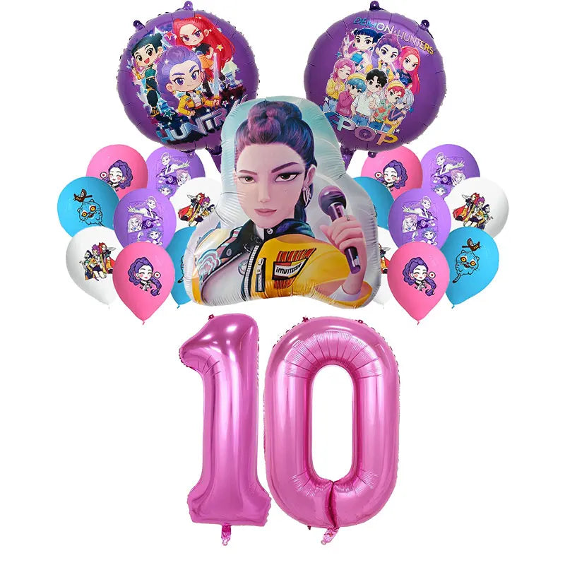 New Anime Kpop Demon Hunters Birthday Party Decorations Set Kpop Theme Cup Plate Gift Bags Balloons Banner Supplies Girls Favors