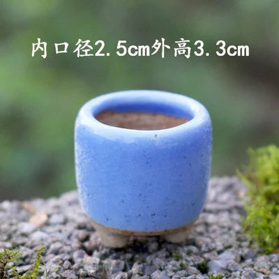 5/15pc Super Mini Succulent Flower Pot Coarse Ceramic Flow Glaze Ice Cracking Handmade Basin Breathable Minimalist Thumb Basin