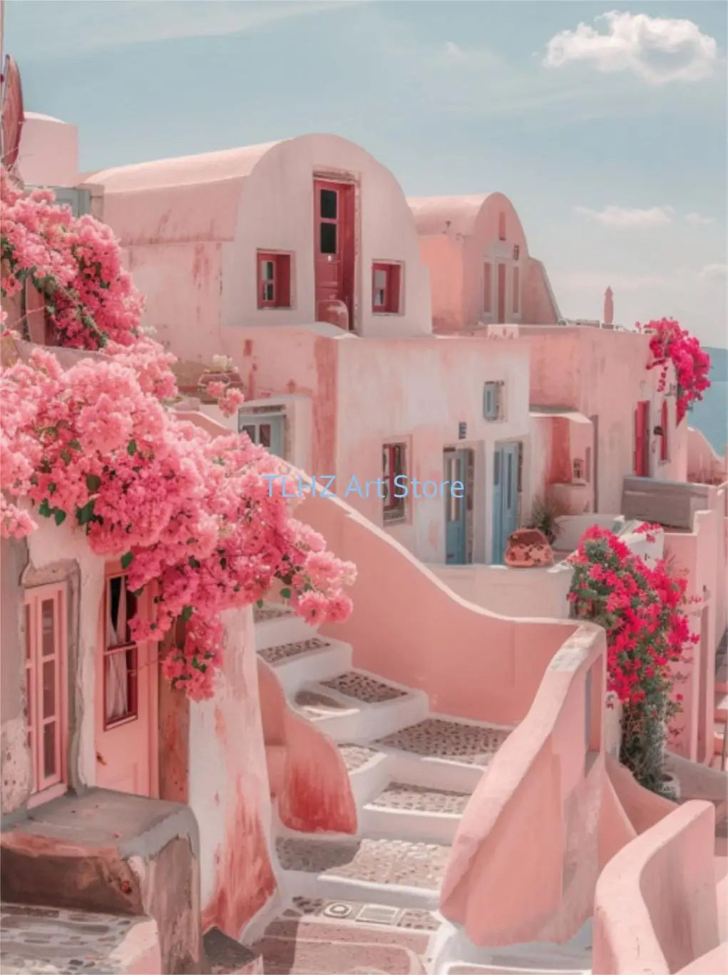 Modern Greece Summer Coast Santorini Travel Landscape Posters and Prints Canvas Printing Wall Art Picture for Living Room Decor