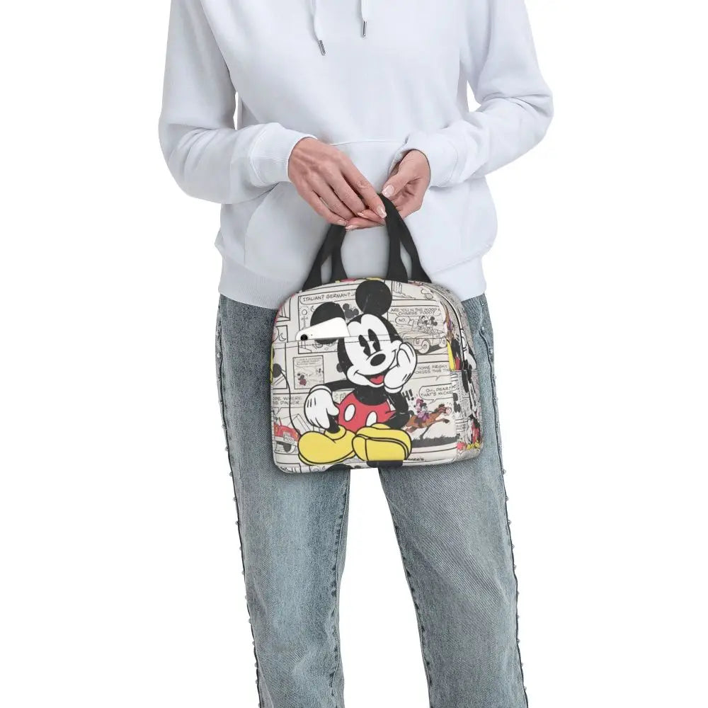 Custom Mickey Pink Minnie Mouse Lunch Bag Women Creative Design Cooler Warm Insulated Lunch Box for Kids School