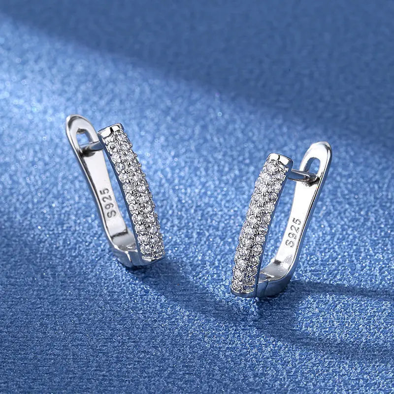 925 Sterling Silver Earrings Jewelry High Quality Retro Simple Pattern Purple White Zircon Earrings Hot Sale