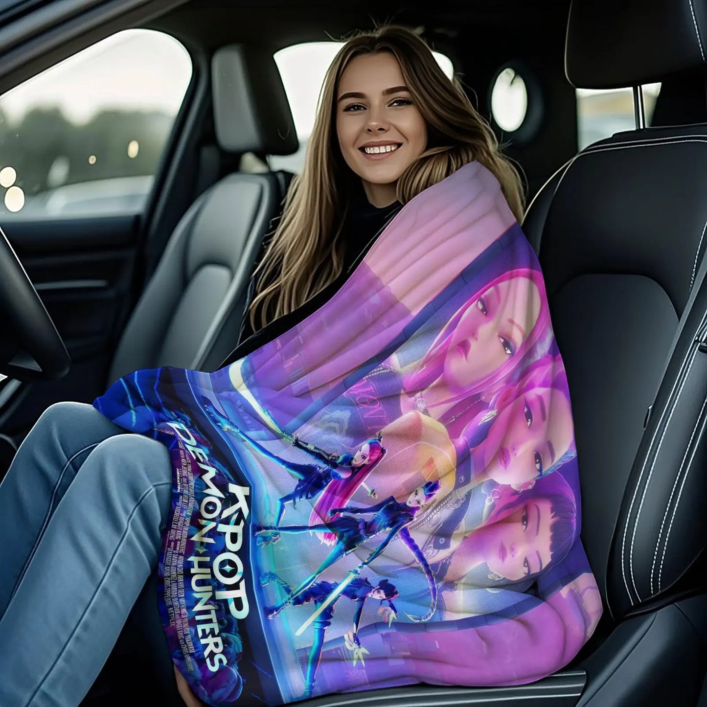 K Pop Demon Hunters Flannel Blanket Cyberpunk-style Plush Throw Blanket Fans Gift for Home Leisure Sofa Bed Cover Travel Camping