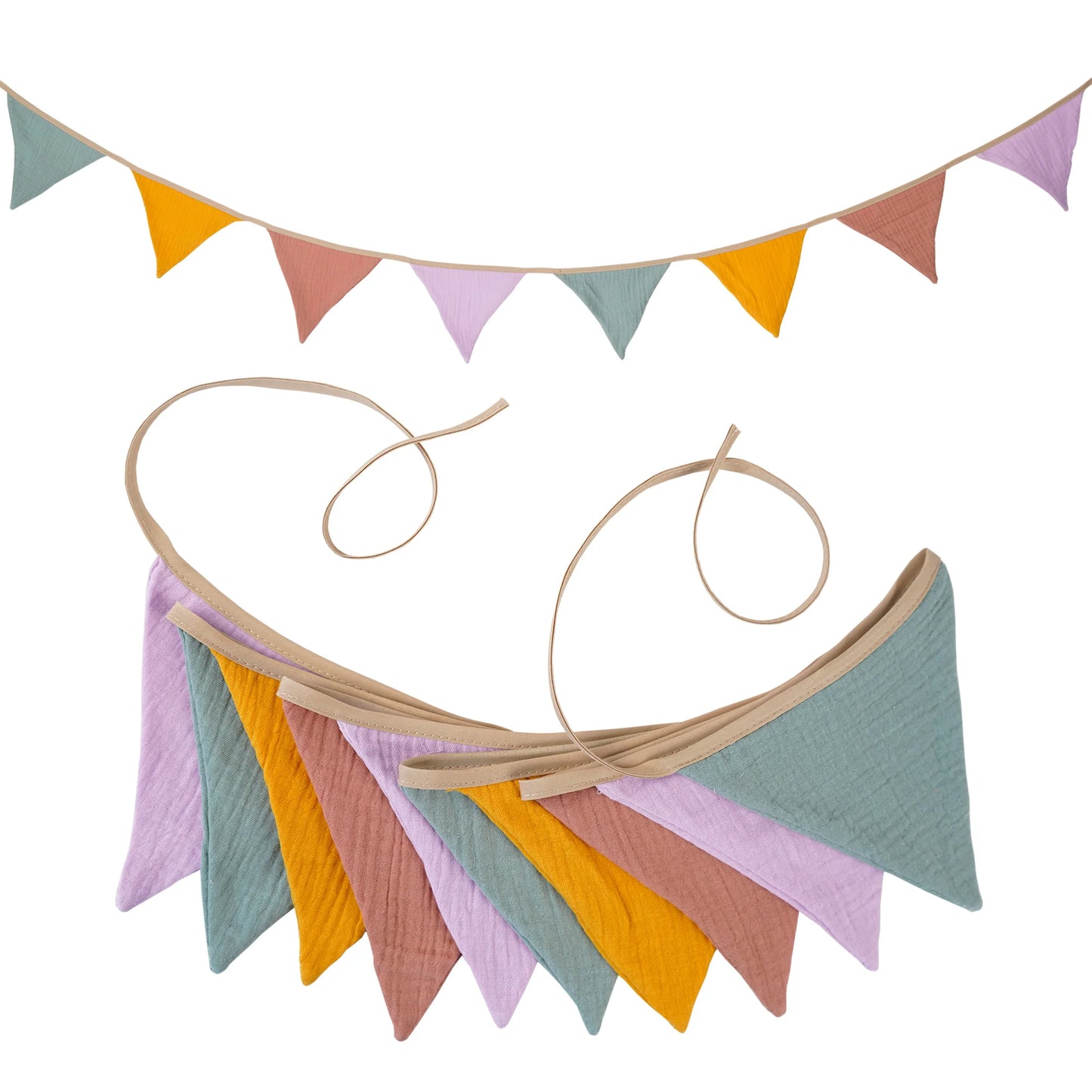 2.6M Nursery Fabric Bunting 10 Triangle Pennant Flags Party Decor Banner Home Baby Shower Carnival Garland