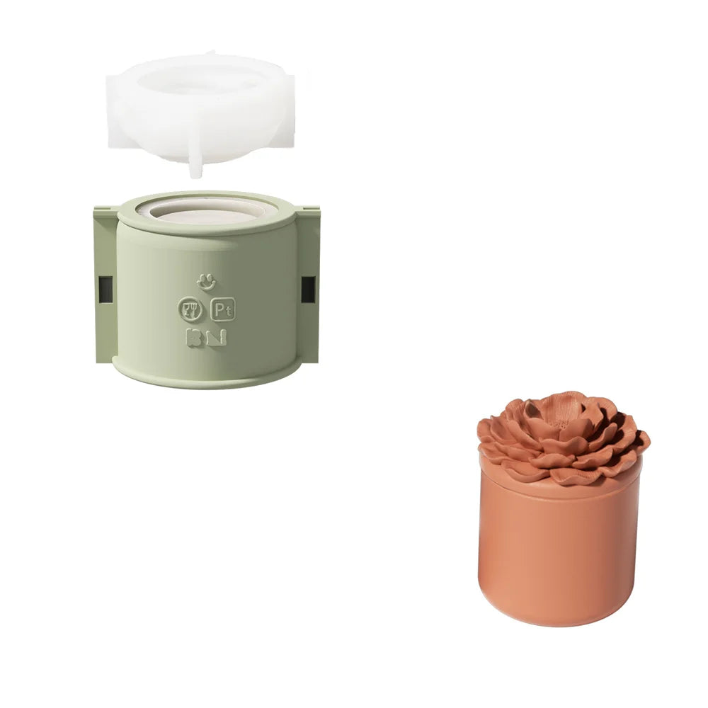 Nicole Camellia Candle Jar Jesmonite Silicone Mold Reusable Candle Refill Mold DIY Flower Concrete Gypsum Mould