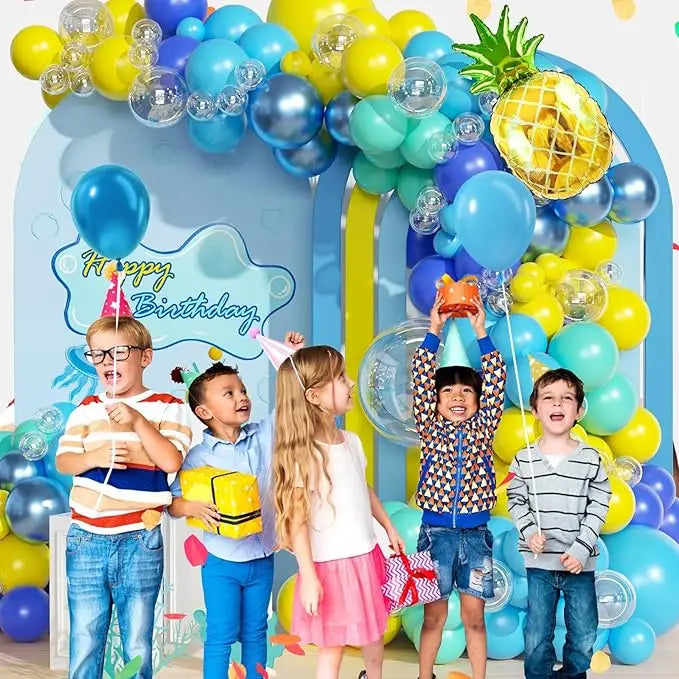 1set Cartoon SpongeBob Party Balloon Garland Arch Kit Kids Cartoon Birthday Party Decor Supplies 3D SpongeBob Ball Foil Balloons
