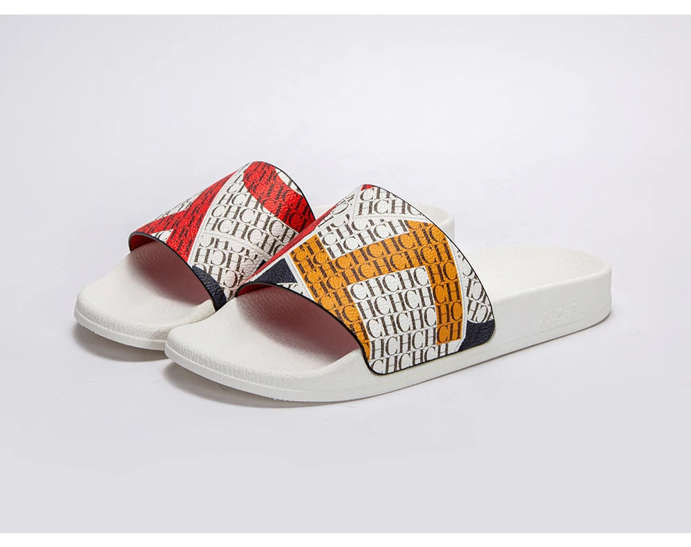 Fashionable Classic Simplicity Women's New 2024 Slippers PVC Material Letter Printing Outdoor Casual Flat Bottom Slippers