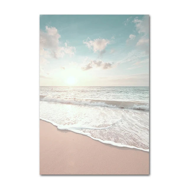 Beach Sea Ocean Canvas Wall Art Poster Bridge Leaves Turtle Seagull Print Painting Vibrant Summer Picture Nordic Home Decoration