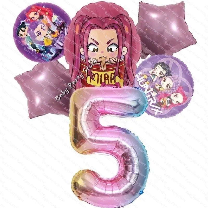 KPop Demon Hunter Theme 18-inch Cartoon Anime Foil Balloon Set for Baby Shower Supplies Kids Birthday Party Decorations Gifts