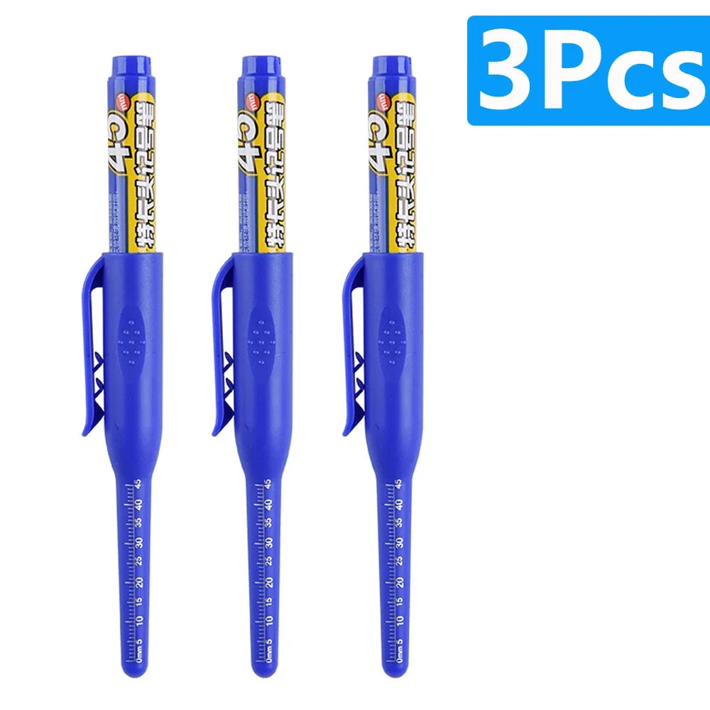 1-6Pcs 45mm Waterproof Long Head Nib Deep Hole Markers Pen Tile Carpenter Pen Multi-purpose for Woodworking Black/Blue/Red Ink