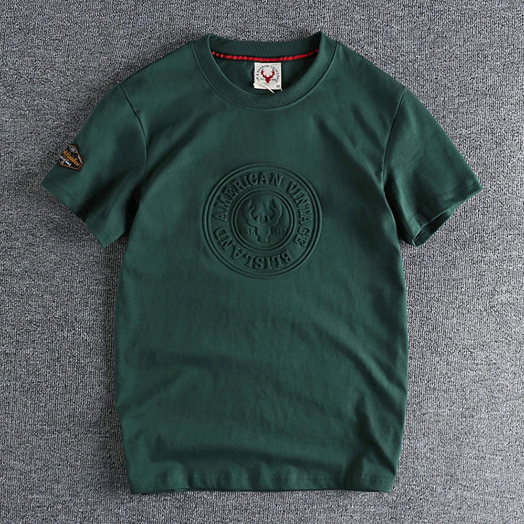 883# 2024 Summer New Japanese Retro Short Sleeve O-neck 3D Letter Printed T-shirt Men's Fashion 100% Cotton Washed Casual Tops