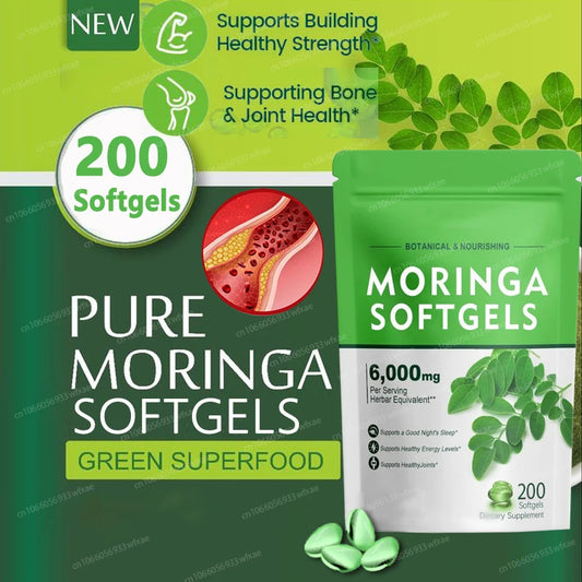 200 Capsules Pure Moringa Oleifera Leaf Powder Supplement Energy, Metabolism, & Immune Support and Skin Beauty
