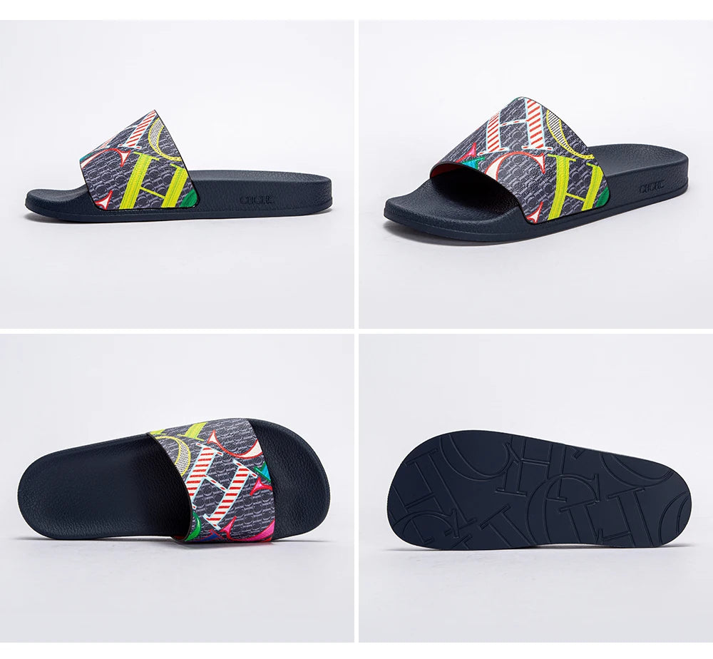 Fashionable Classic Simplicity Women's New 2024 Slippers PVC Material Letter Printing Outdoor Casual Flat Bottom Slippers