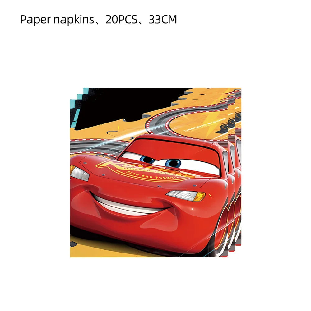 Disney Cars Birthday Decoration, Cartoon, Lightning Mcqueen, Paper Plates, Napkins, Cups, Balloon, Event Supplies, Baby Shower