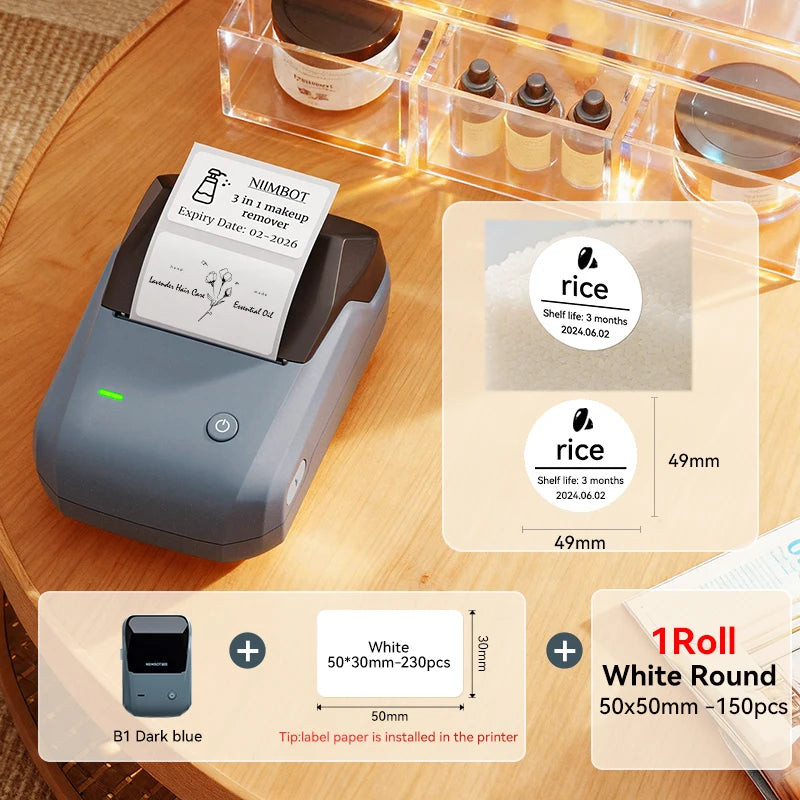 NIIMBOT B1 Portable Thermal Printer With Tapes 2 Inch Adhesive Label Printer Mini Bluetooth Sticker Maker Support Smartphones PC