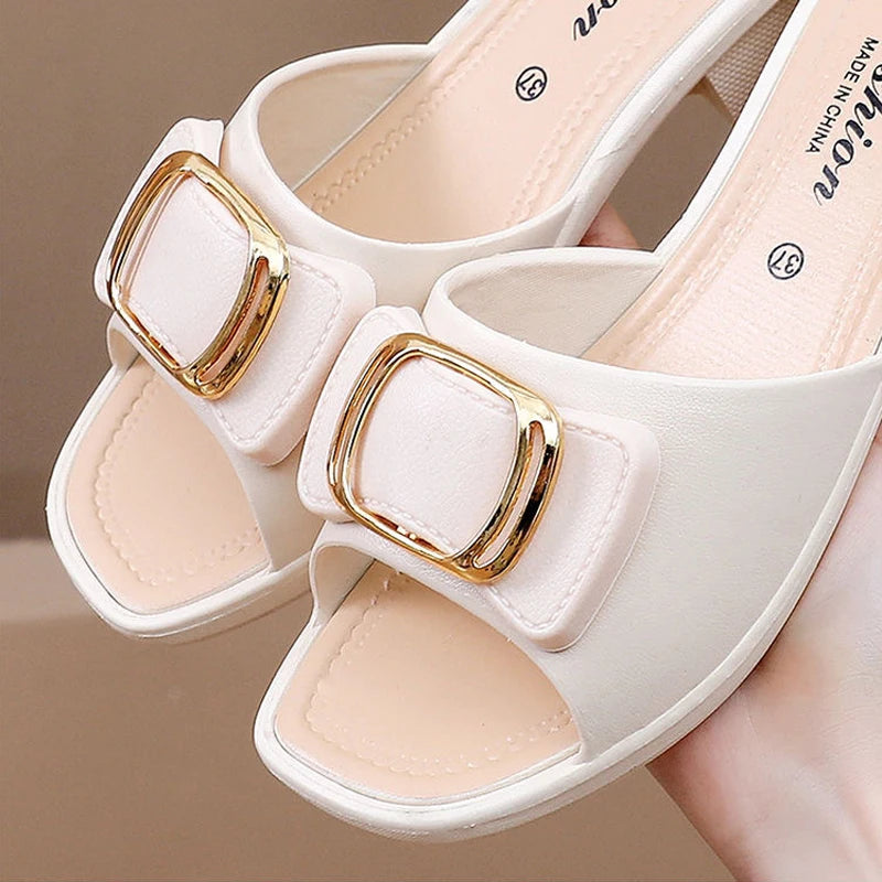Women's Versatile Summer Sandals - Fashion Thick Sole Flip Flops, Non-Slip Durable Outdoor Slides for Beach/Street Wear