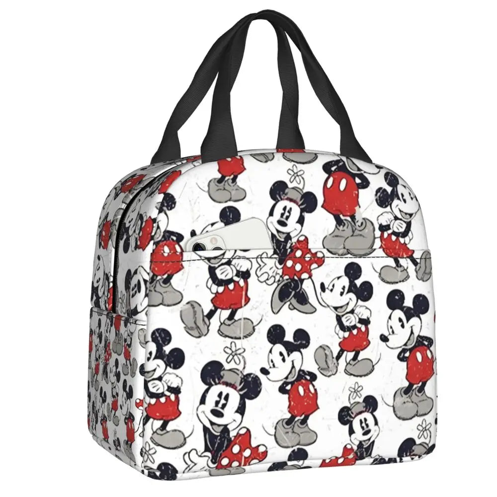 Custom Mickey Pink Minnie Mouse Lunch Bag Women Creative Design Cooler Warm Insulated Lunch Box for Kids School