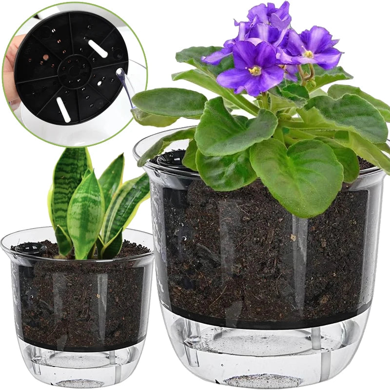 Plastic Plant Pots Self Watering Planter Indoor Flower Seed Nursery Pots for Orchid Violet Automatic Water Absorbing Garden Pot