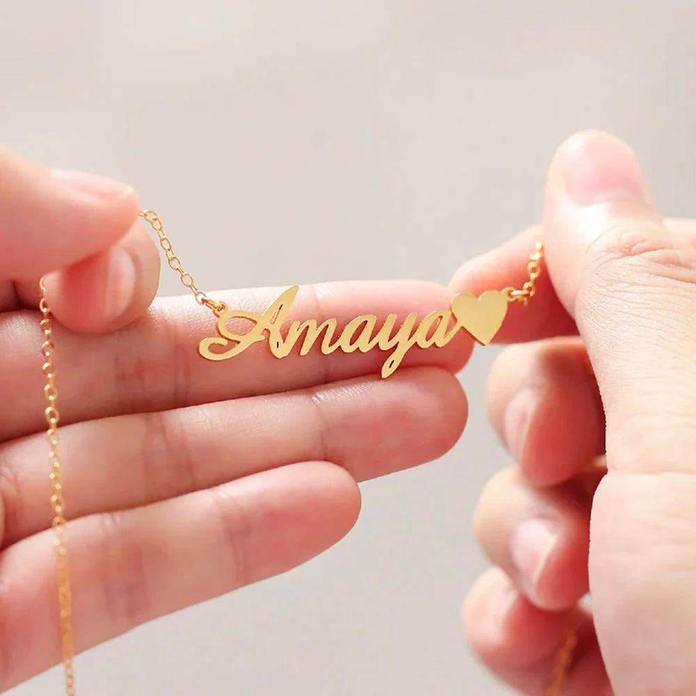 Personalized Love Heart Necklace for Women Custom Dainty Name Necklace Stainless Steel Jewelry Valentine's Day Anniversary Gift