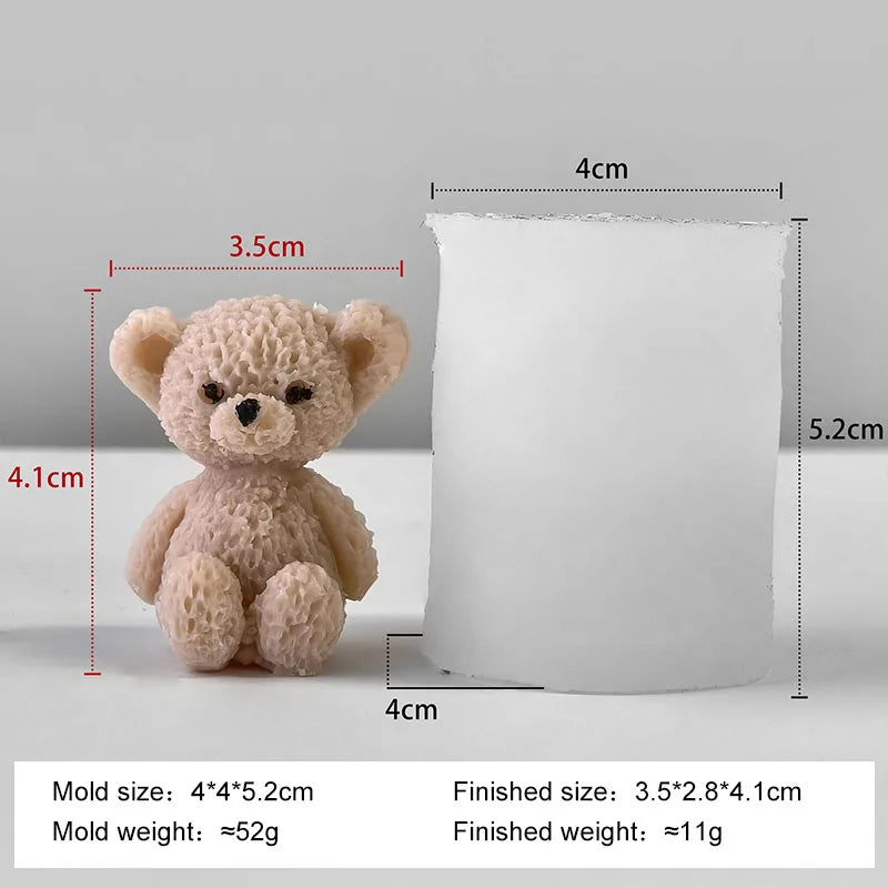 DIY Mini Bears Silicone Mold Aroma Candle Resin Ornament Mould Handmade Candy Chocolate Making Baking Molds