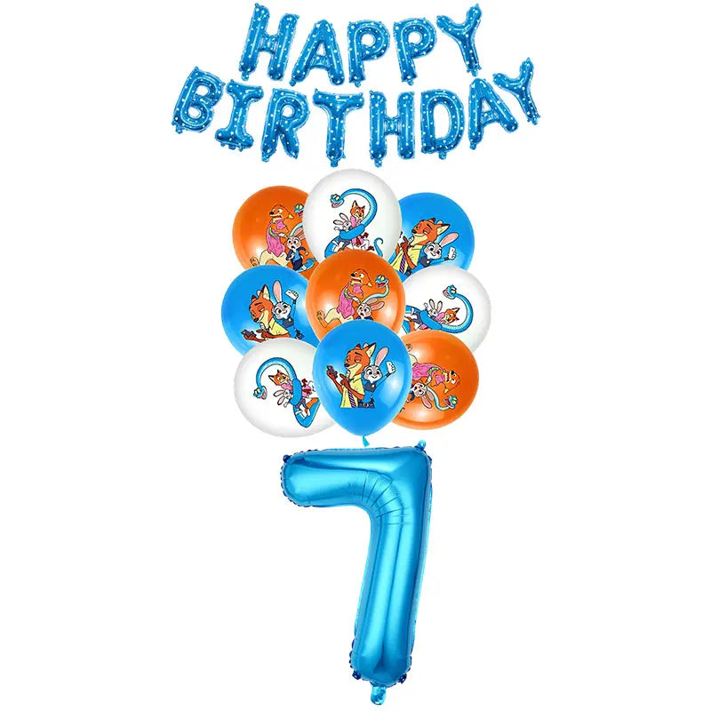 Disney Zootopia Birthday Party Decorations Supplies Judy Nick Tableware Tablecloth Balloon Zootropolis‌ Happy Birthday Plate Kit