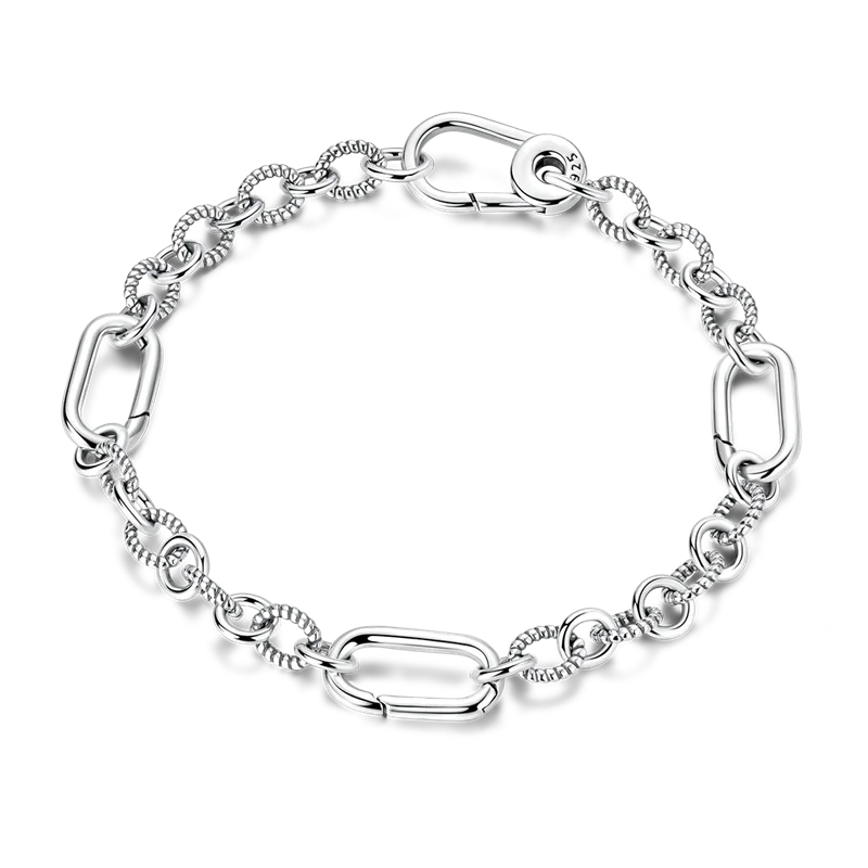 925 Sterling Silver Bracelets 17-20CM Original Golden Sparkling Heart Shaped Bracelet Fit DIY Charms Beads Fashion Women Jewelry