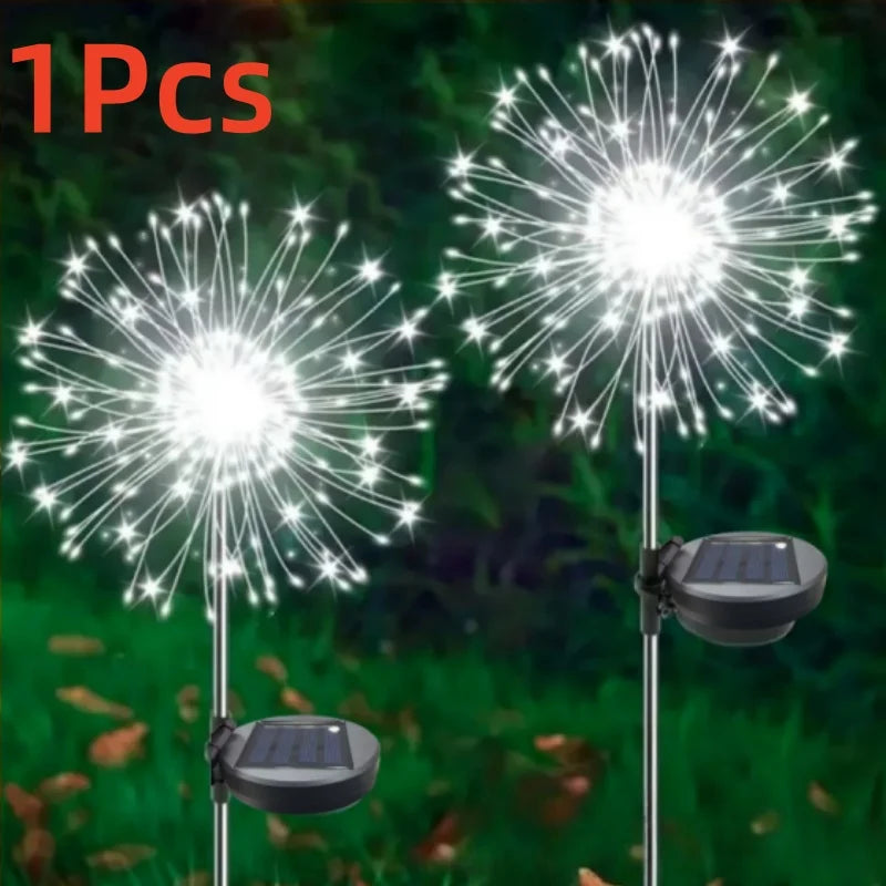 Solar Firework Lamp Outdoor - 8 Lighting Modes IP65 LED Bead Shape for Garden Pathway Wedding Party & Festival Decoration
