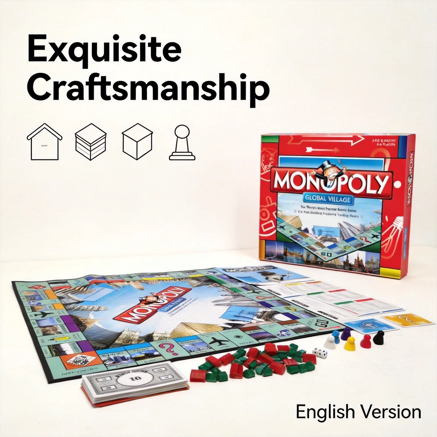 Premium MONOPOLY GLOBAL VILLAGE Board Game - Exquisite Craftsmanship for Tabletop Gamers, Tabletop Gaming - English Version