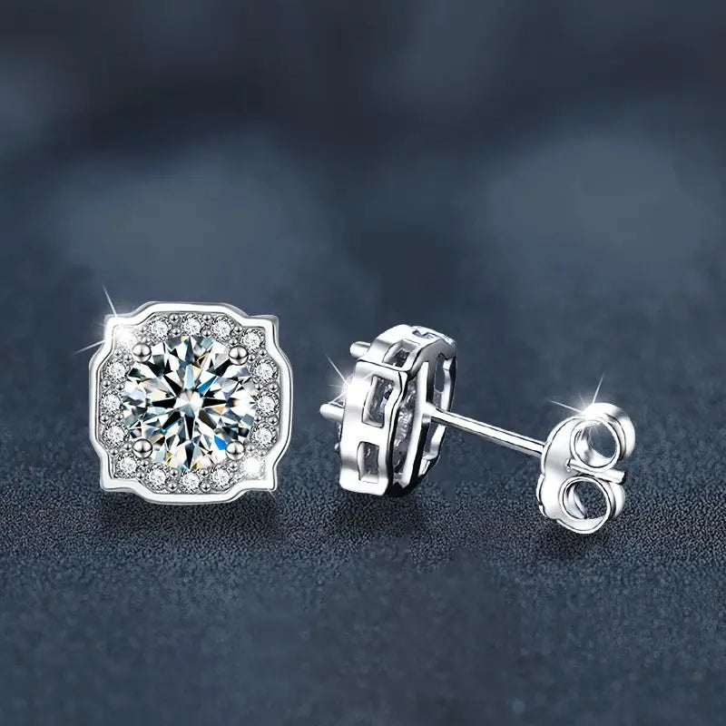 GRA Certificates 100% Real Moissanite 925 Sterling Silver D VVS1 Pass Diamond Tester Pen Moissanite Stud Earrings For Women