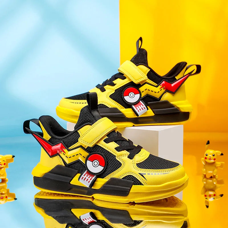 Pokemon Pikachu Children Sports Shoes Spring and autumn Fashion Anime Boy Sneakers Student Breathable Non-slip Running Shoe