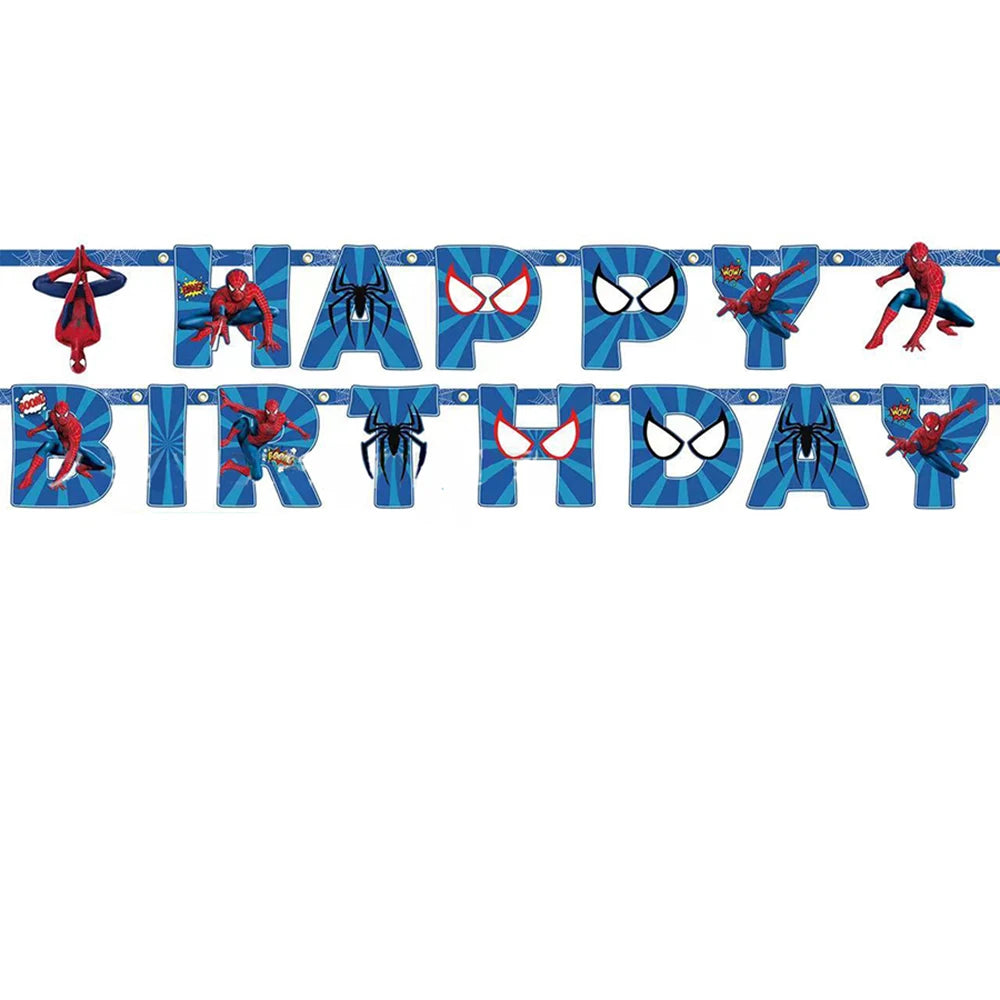 Spiderman Theme Birthday Party Decoration Blue Red SpiderMan Disposable Tableware Set Banner Balloons for Baby Shower Kids Gifts