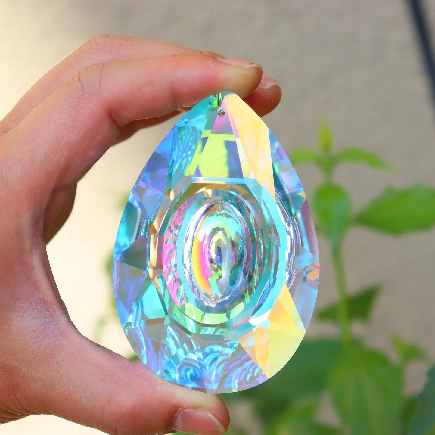 1PCs K9 Crystal Prism AB Clear Faceted Large Oval Chandelier Crystal Hanging Ornaments DIY Suncatcher Pendants Rainbow Maker