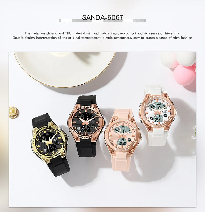 SANDA Girl Electronic Top Brand G Style LED Digital Watch Women Sport Chronograph Lady Quartz Wristwatch 50m Waterproof Female